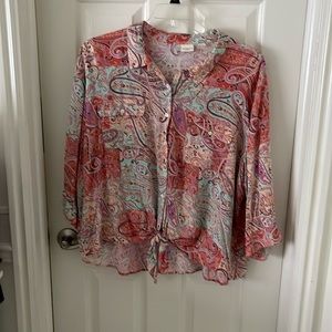 A peachy paisley blouse.